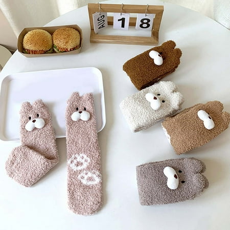 

4 pair Womens Cute Fashion Warm Coral Velvet Socks Children s Warm Warm Medium Tube Socks In Winter Color Random