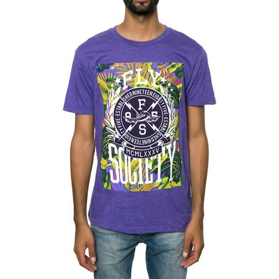 Fly Society Mens The Bolted Graphic T-Shirt, Purple, Small