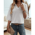 thumbnail image 4 of Suéter Tipo Jersey para y Otoño, de Color Liso, Informal, Holgado, de Punto, con Cuello en V y Mangas A Media Pierna M, 4 of 7
