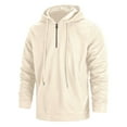 thumbnail image 4 of Men’s Casual Waffle Knit Pullover Hoodie With Half Zip Long Sleeve Lightweight Hooded Sweatshirt For Everyday Wear,Size M-3XL, 4 of 5