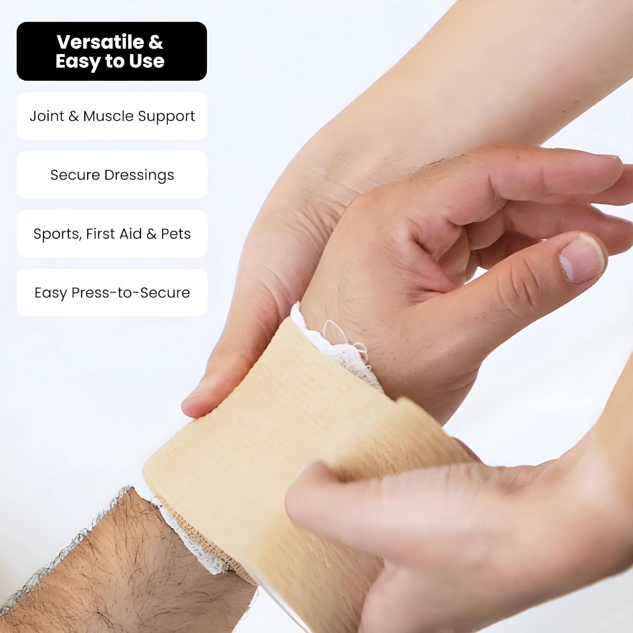 OITY Cohesive Self-Adherent Bandage Wrap - Elastic Support for Sprains & Sports Tape - Vet Wrap for Horses & Dogs - Hand-Tearable Design & Grip Tape - 24 Rolls, 3 in X 5 Yd