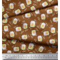 thumbnail image 2 of Soimoi Brown Japan Crepe Satin Fabric Swirl & Fruit Jar Kitchen Print Fabric by the Yard 42 Inch Wide, 2 of 3