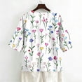 thumbnail image 6 of JULMCOMO Shirts for Women Floral Print 3 Button Notch Neck 3/4 Sleeve Loose Fit Casual Tunic Tops Comfy Summer Shirts Purple Pink S, 6 of 7