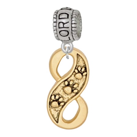 Delight Jewelry Goldtone Paw Prints Infinity Lord Guide Me Charm Bead