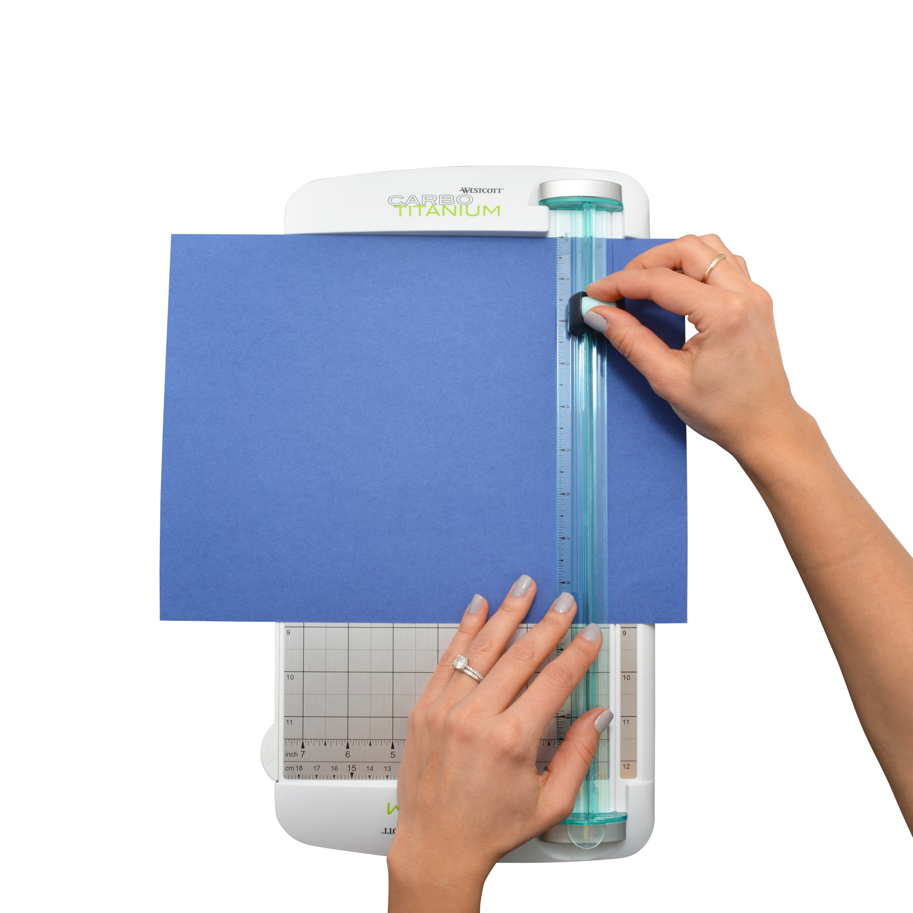 Westcott Carbo Titanium Paper Trimmer, 12", White, for Craft/Scrapbooking, 19.25" Length, 1-Count