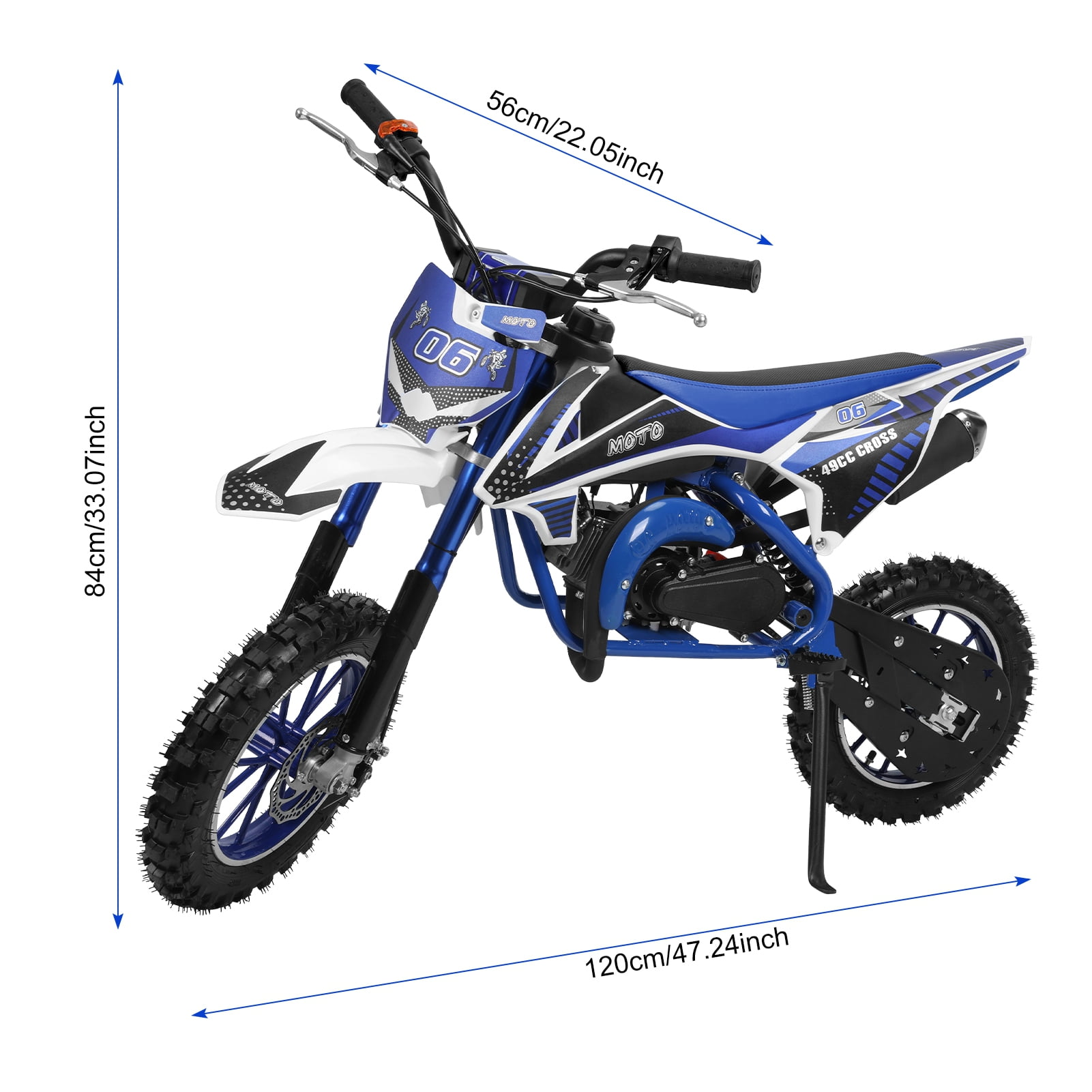 Wharick 49CC 2-Stroke Kids Dirt Bike, Gas Power Motocross, Off Road Mini Motorcycle with Improved Front Rear Disc Brakes Maximum Speed 25KM/H