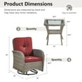 thumbnail image 3 of Opohoro 6-Piece Outdoor Conversation Set with Swivel Rocking Chairs of 4, All-Weather Wicker Furniture Dining Set with Side Tables, Gray/Red, 3 of 9