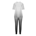 thumbnail image 5 of Frostluinai Shortsleeve Sweatsuits Women 2 Piece Outfit Short Sleeve Tops Elastic Waist Sweatpants Fashion Gradient Tracksuits with Pocket, 5 of 5