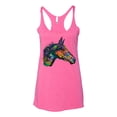 thumbnail image 3 of Colorful Neon Horse | Dean Russo Art Animal Lover Tri-Blend Racerback Tank Top, Vintage Pink, Medium, 3 of 6