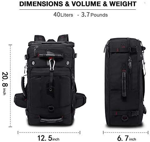 KAKA Travel Backpack, Carry On Backpack Durable Convertible Duffle Bag Fit for 15.6 Inch Laptop for Men and Women(Medium 35L)