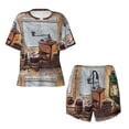 thumbnail image 5 of Wukai Oil Lamp Coffee Beans Women's Pajama Set,Short-Sleeve Top and Shorts with Elastic Waistband and Pockets for Loungewear, Yoga, and Casual Wear-Small, 5 of 8