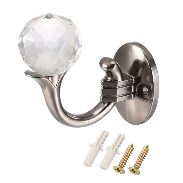 Decorative Curtain Drapery Holdback with Ball End Wall Mounted Hook for Window Black 72mm X 66mm