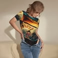 thumbnail image 3 of Bingfone Underwater Treasure Chest Pattern Women's Round Neck Bodysuit, Tight Snap Button Short Sleeve Bodysuit, Suitable for Party, Sports, Daily Wear-X-Large, 3 of 7
