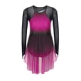 thumbnail image 3 of Sholeno Girls Gradient Color Figure Skating Dress Rhinestone Shiny Mesh Long Sleeve Dance Dresses Hot Pink 12, 3 of 6