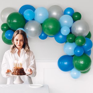 Way To Celebrate Blue, Green & Silver Latex Balloon Arch Kit