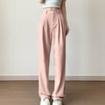 thumbnail image 2 of AINIYS Wide Leg Dress Pants for Women High Waisted Solid Office Work Trousers Business Casual Pleated Button Flowy Pant Pink S, 2 of 5