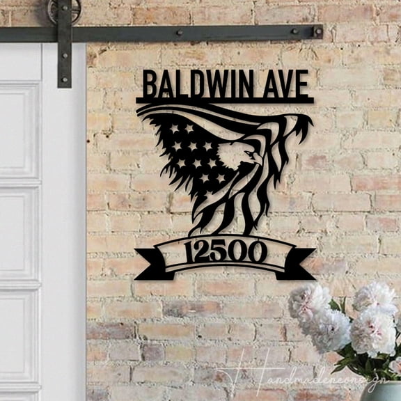 Handmadetneonsign American Eagle Patriotic Address House Number, Eagle Address Metal, American Address Sign 63460