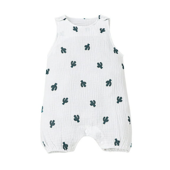 KEINXS Newborn Baby Boys Girls Rompers Jumpsuits Overalls Cotton Linen Muslin Sleeveless Toddler Baby Summer Clothes