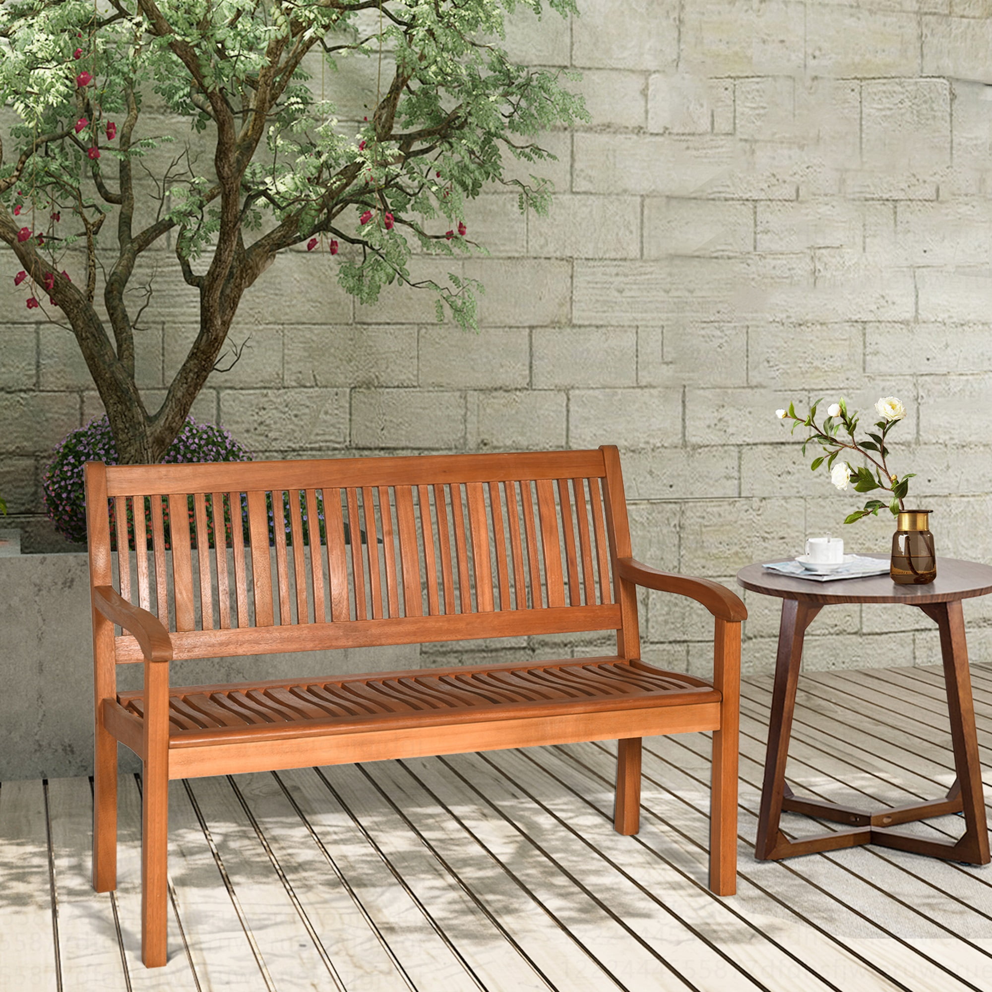 Weather Resistant Costway 50'' Solid Wood Patio Backyard 2 Weather Resistant Costway 50'' Solid Wood Patio Backyard 2
