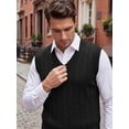 thumbnail image 5 of INSPIRE CHIC Men's Casual Pullover V-Neck Solid Lightweight Cable Knit Sweater Vest S Black, 5 of 6
