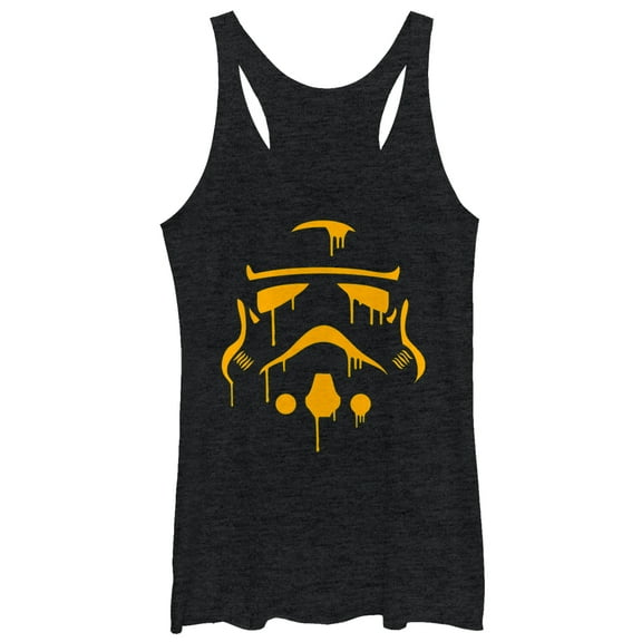 Women's Star Wars Halloween Dripping Stormtrooper Helmet Racerback Tank Top Black Heather Medium
