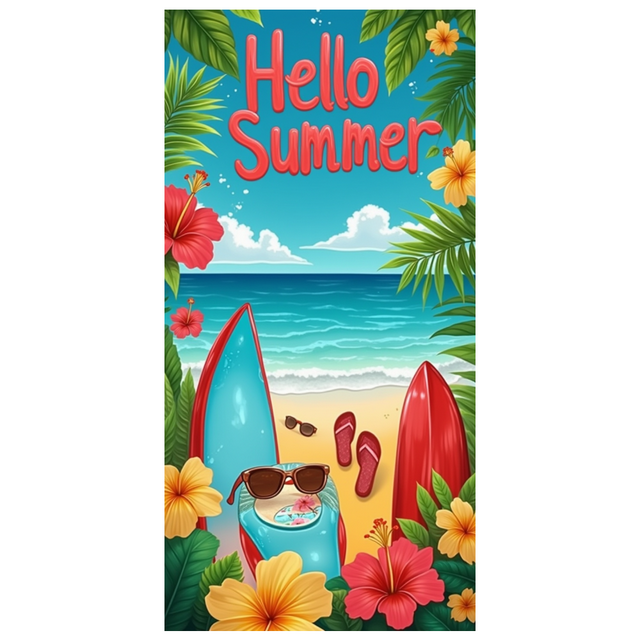 Tropical Surfboard Beach Summer Banner Decorative Ocean Sand for Outdoor Party Holiday Event Picnic Celebration