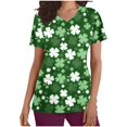 thumbnail image 2 of Fiudx Ofertas Flash Del Día Solo En Línea Blusa de Manga Corta con Cuello En V para Mujer, Uniforme de Trabajo, Impresión de Bolsillo, 2 of 5