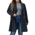 thumbnail image 2 of DARING DIVA Womens Plus Size Winter Pea Coat Double Breasted Notch Lapel 1X Navy Blue, 2 of 6