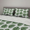 thumbnail image 2 of Green Leaf Comforter & Sham Bedding Set, Tropical Jungle Leaves Palm Trees of Hawaii Watercolor Style Summer Nature, 3 pcs Duvet Set Microfiber Filling Quilt, 5 Sizes, White and Green, by Ambesonne, 2 of 4