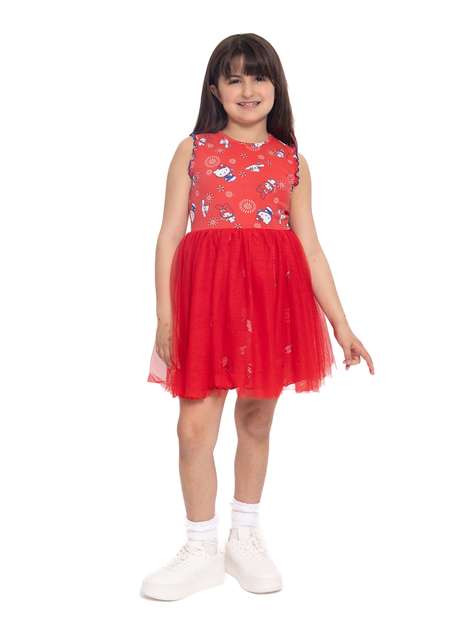 Hello Kitty & Friends Girls Printed Tank Tulle Overlay Dress, Sizes 4-12