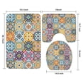 thumbnail image 3 of Blue Boho Bohemia Floral Geometric Pattern Bathroom Rugs Sets 3 Piece,Toilet Cover Set,Absorbent Non Slip Bathroom Mats Sets with U-Shaped Contour Rug Toilet Rug Set, 3 of 5