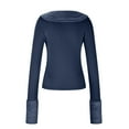 thumbnail image 6 of XFLWAM Women Long Sleeve V-Neck Cropped Knit Cardigan Sweaters Pullover Tops with Faux Fur Collar Cuffs Blue XL, 6 of 6