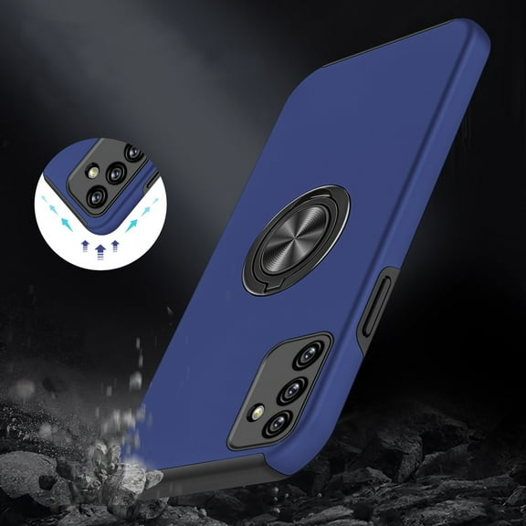 For Samsung Galaxy A14 5G Slim Hybrid 360 Degree Rotatable Metal Invisible Ring Stand Holder Fit Magnetic Car Mount Cover ,Xpm Phone Case [ Blue ]