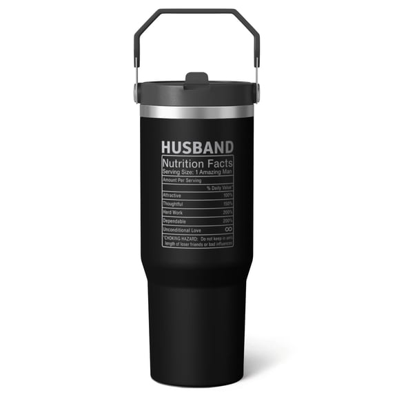 1pc wife 30oz Tumbler with Straw & Handle - Insulated Stainless Steel Cup | Holiday Gift for Man Women (Christmas, Valentine's, Birthday)