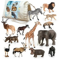 Volnau Safari Animal Figurines Toys 13PCS Africa Figures Preschool Education Lion Jungle Forest King