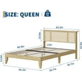 thumbnail image 3 of Queen Size Bed Frame with Rattan Headboard, Wood Slat Support, Sturdy Metal Base, Boho Style, No Box Spring Needed, 3 of 9