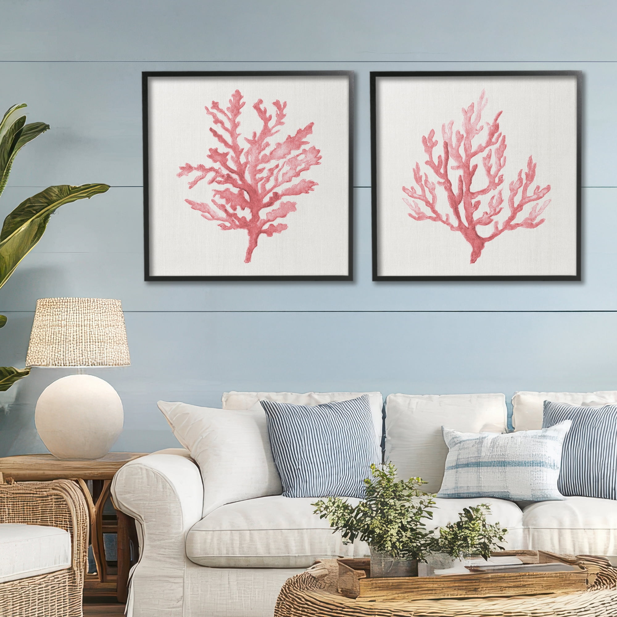 Stupell Industries Rosy Pink Coral Branches 2 Piece Black Framed Giclee Art Set, design by Janet Tava