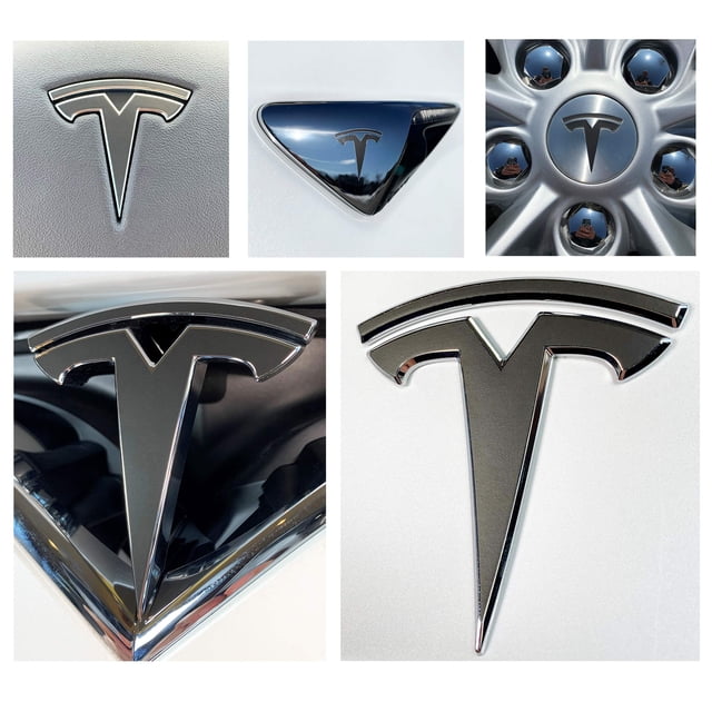 Logo Decal Wrap for Tesla Model X, 14-pc Set (Matte Black)