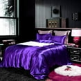 thumbnail image 4 of Soft Silk 7 PC Bed Sheet Set 15" Inches Deep Pocket (1 Fitted 1 Flat 2 Pillow Cases 1 Duvet Cover 2 Pillow Shams) 800 Thread Count Queen Size Plum Solid, 4 of 5