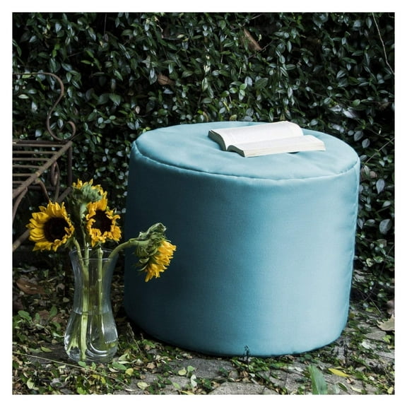 Spring Indoor/Outdoor Bean Bag Ottoman, Light Blue