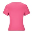 thumbnail image 5 of HOMBOM 2025 Tops for Women Summer Pink Short Sleeve Slim Fit Square Neck Solid Basic T-shirt XL, 5 of 6