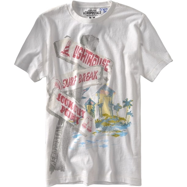 Aeropostale Camiseta gráfica de acuarela para hombre, blanca, extragrande