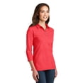 thumbnail image 4 of Port Authority Ladies 3/4 Sleeve Meridian Cotton Blend Polo-2XL (Hibiscus Pink), 4 of 6