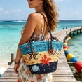 thumbnail image 2 of AJGRHE Crochet Beach Bag for Women - Woven Boho Purse Knitted Shoulder Bag for Summer Vacation Beachy Travel Pool Blue, 2 of 4