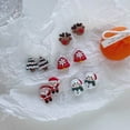 thumbnail image 2 of Pendientes navideños con aguja de plata S925, clip para la oreja de Papá Noel y alce, con forma de campana de Navidad y árbol de dibujos animados, 2 of 6