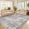 thumbnail image 4 of 9 FTx12 FT Vintage Persian Area Rugs for Living Room, Non Slip Machine Washable Rugs Low Pile Distressed Indoor Rug Floral Print Carpet for Dining Room Bedroom Office, Blue, 4 of 8