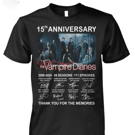 15Th Anniversary The Vampire Diaries T-Shirt 2009-2024 Gift For Fans Unisex S-5X
