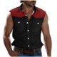 thumbnail image 1 of Camisas de Cuello para Hombres Moda Casual Patchwork Turndown Bolsillos sin Mangas Tanque Deportivo, Poliéster, 1 of 5