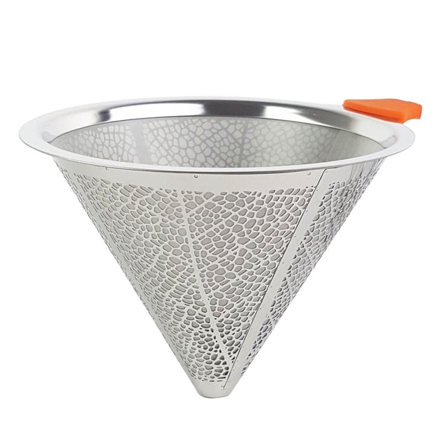 Injueey Gotero de café con cono TureClos con soporte Filtro de café reutilizable de doble cubierta de acero inoxidable Juegos de servir café y té Injueey HA2424-00B