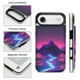 thumbnail image 5 of Wallet Case For Apple iPhone Air / 17 Pro / 17 Pro Max Series with Card Holder, PU Leather Kickstand Card Slots Screen Protector Included For iPhone 17 Series, Neon River Velly Cyber, 5 of 8